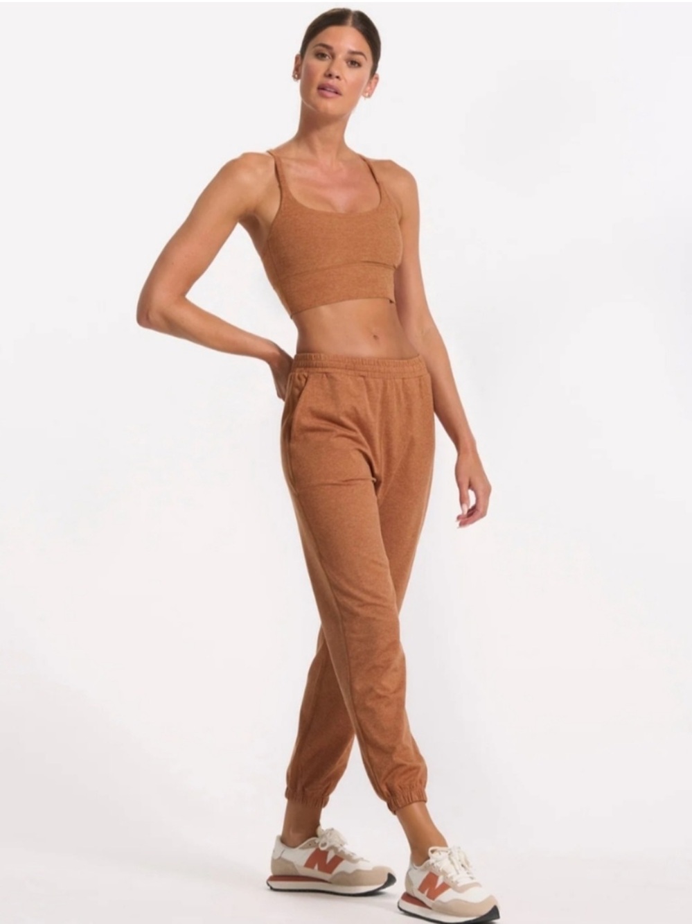 Vuori Elevation Long Line Bra  & Jogger Set - Palo Santo Heather